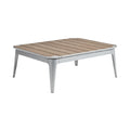 Modern Outdoor Coffee Table with Wooden Slat Top and Aluminum Frame